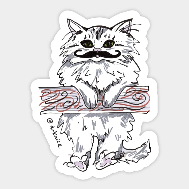 Cat with Mustache Sticker by drknice